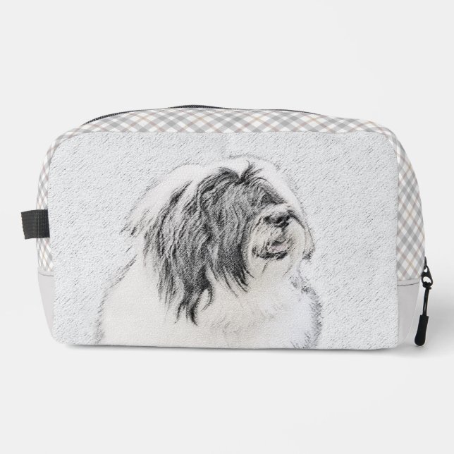 Neceser Collie Beardie Black Drawing Cute Dog Art (Anverso)