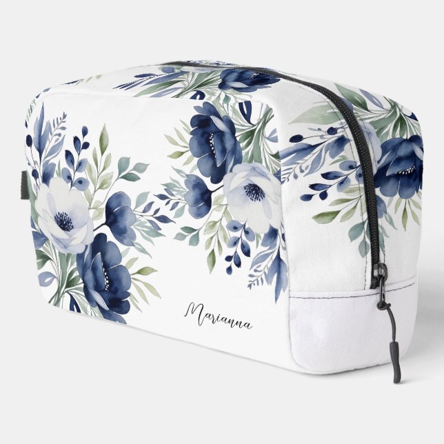 Neceser Comprimido azul y floral blanco (Esquina derecha)