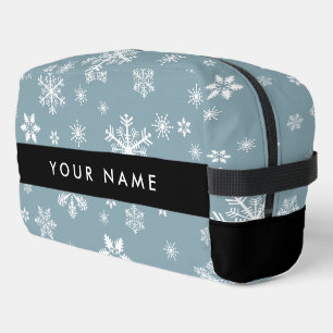 Neceser Copos de nieve blancos, gris, tu nombre, personifi