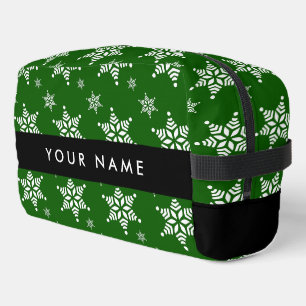 Neceser Copos de nieve blancos, verdes, tu nombre, persona