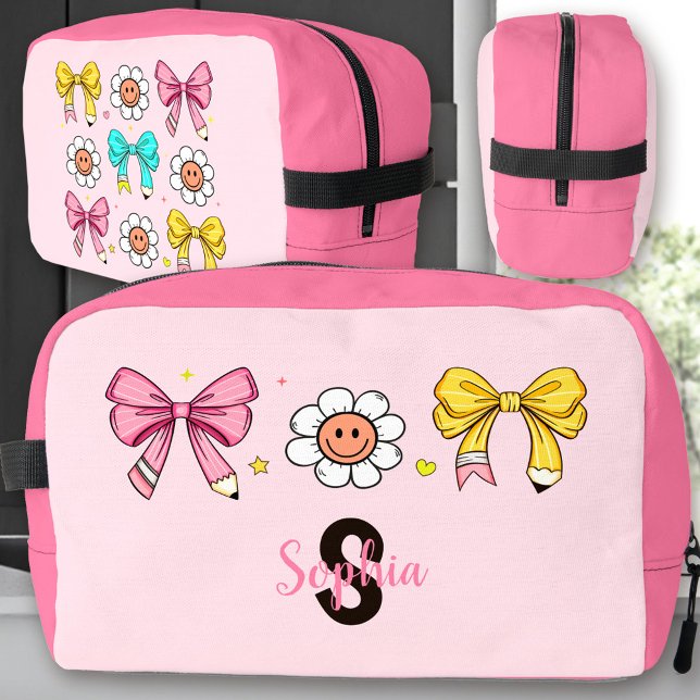 Neceser Coquette School Chica Pink Bow Name Lunch Box (Coquette School Girl Cute Pink Bow Pencil Name Dopp Kit Lunch Box)