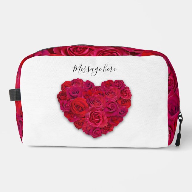 Neceser Corazón Romántico de Rosa Roja Floral con Texto Pe (Anverso)