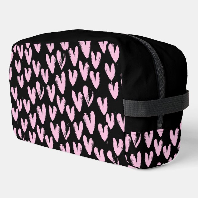 Neceser Corazones rosados en negro (Esquina izquierda)