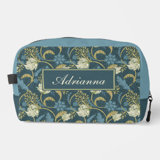 Neceser Cream and Blue Floral Art Nouveau