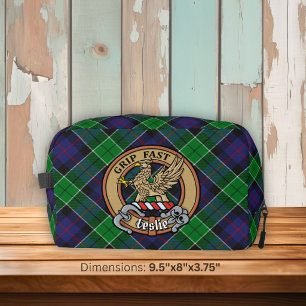 Neceser Crest de Clan Leslie sobre tartán de caza