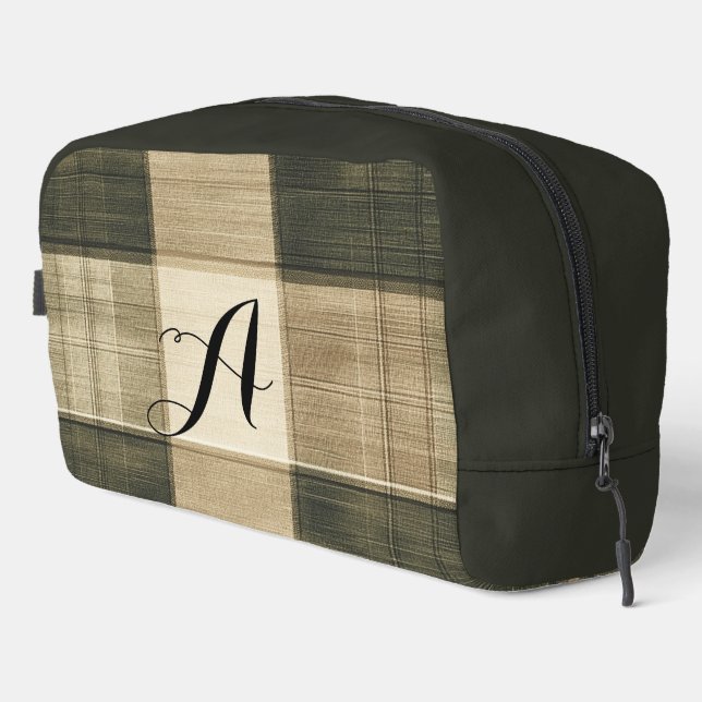 Neceser Cuadros negros y marrones monogramados (Esquina derecha)