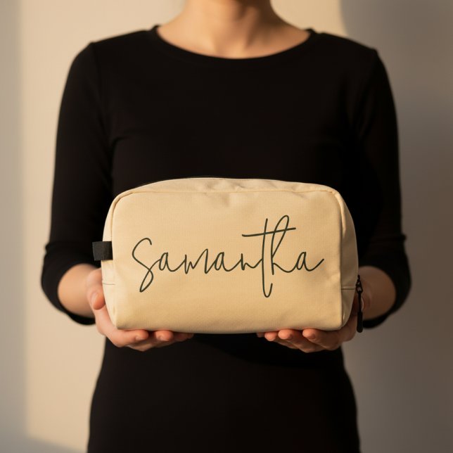 Neceser Custom Makeup Organizer for Mom, Bride, & Graduate (Custom Beige Toiletry Bag – Bridesmaid, Mom, Mother's Day, Teacher, or Graduation Gift for Women)