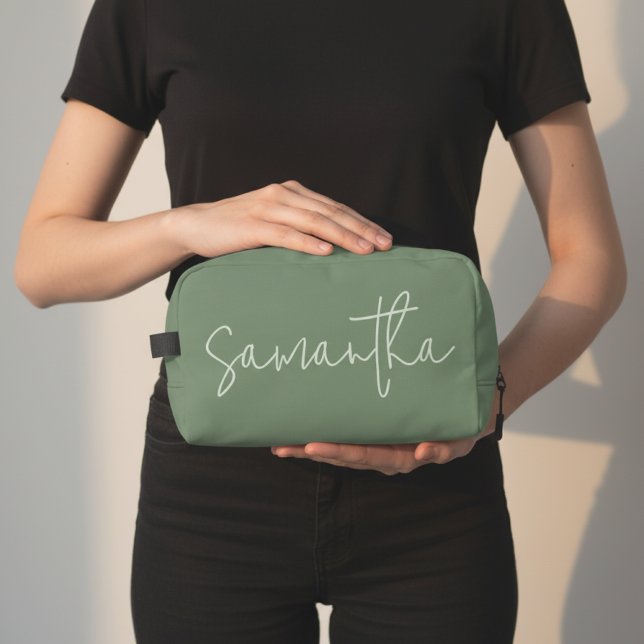 Neceser Custom Name Sage Cosmetic Bag for Bridesmaid & Her (Bridesmaid Proposal Cosmetic Bag, Custom Mom Travel Toiletry Bag, Custom Christmas Gift for Her)