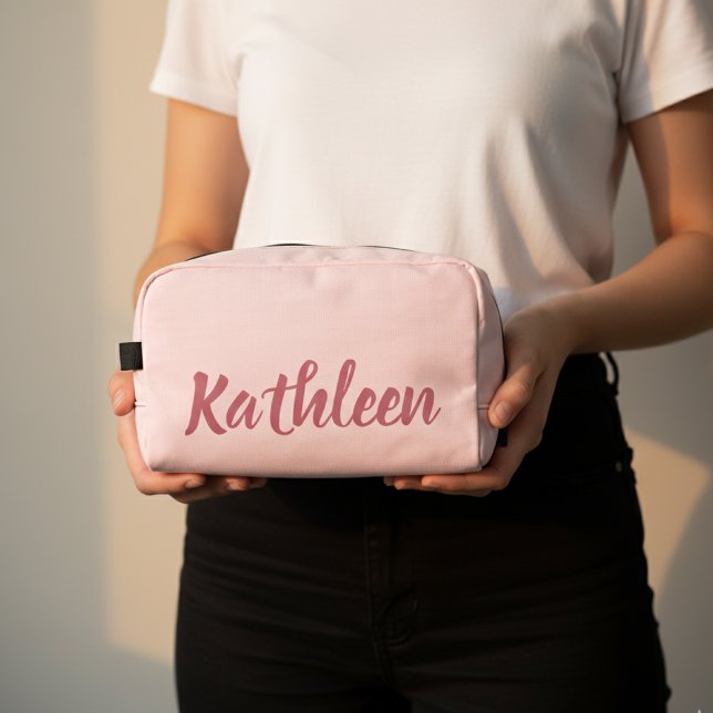 Neceser Custom pink bridesmaid makeup bag gift for her (Personalized bridesmaid makeup bag gift for her, Custom toiletry travel bag for women or mom,)