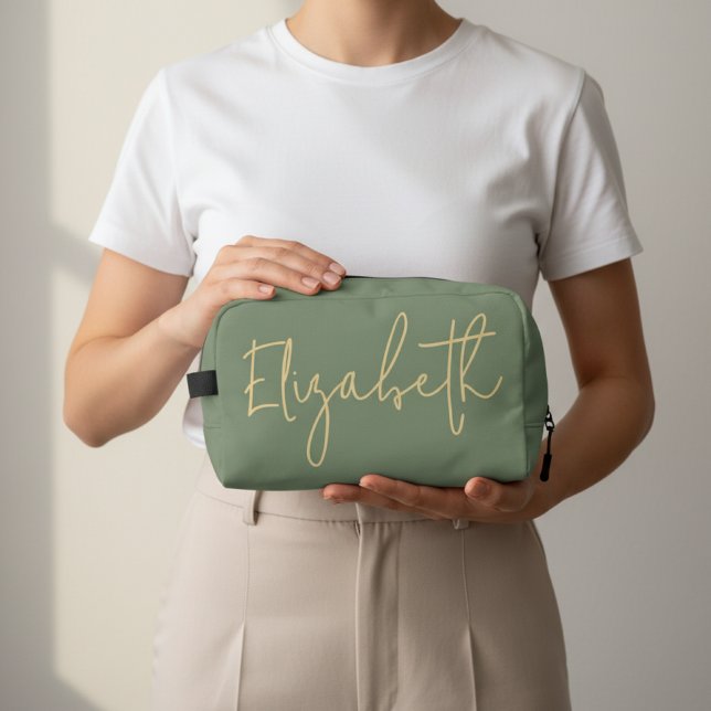 Neceser Custom Sage Travel Organizer for Teacher or Girls (Personalized Travel Toiletry Bag – Birthday, Graduation & Mother’s Day Gift for Women and Teens)