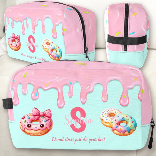 Neceser Cute Donut Driting Icing Sweet Chica Pink Bow Nomb (Cute Donut Dots Dripping Sweet Girl Pink Bow Name Dopp Kit)
