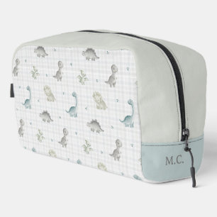 Neceser Cute patrón de gingham de dinosaurio de acuarela