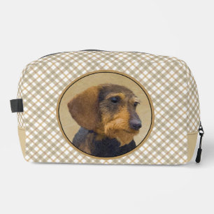 Neceser Dachshund Painting Wire cabello negro y Tan Dog Ar