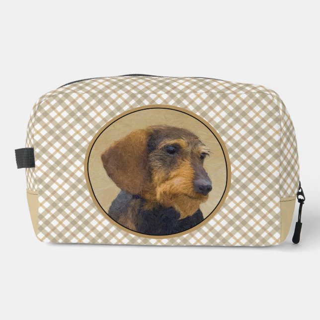 Neceser Dachshund Painting Wire cabello negro y Tan Dog Ar (Anverso)