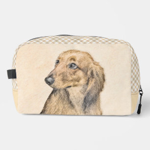 Neceser Dachshund Pintura Roja de pelo largo arte original