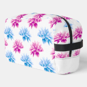Neceser Dahlia rosa, Dahla azul, patrón floral, flores