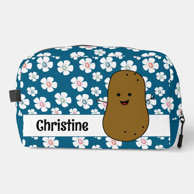 Neceser Daisy Flowers Ocean Blue Brown Personalizado (Anverso)