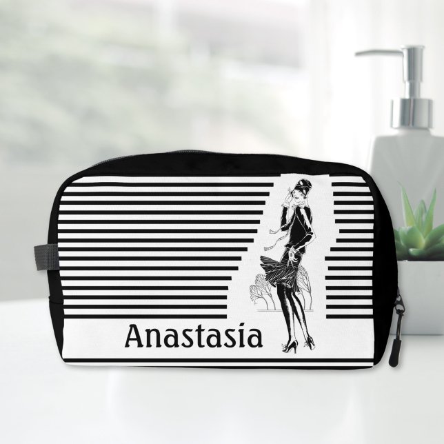 Neceser Dama de época en blanco y negro (vintage lady toiletry bag)