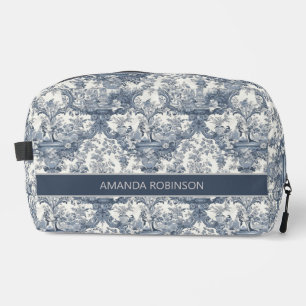 Neceser Damasco floral vintage Blue toile de jouy monogram