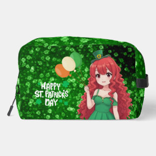 Neceser Día de San Patricio linda, chica anime irlandesa