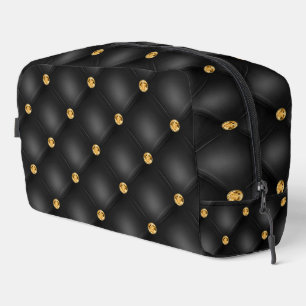 Neceser Diamante Negro y Dorado Acolchado