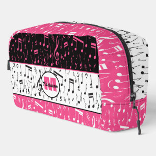 Neceser Diseño de música rosa, negro y blanco personalizad