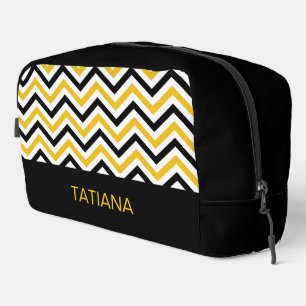 Neceser Diseño de Patrón de Chevron Clásico Amarillo Negro