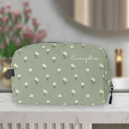 Neceser Ditsy Floral Boho Wildflower Sage Green Name