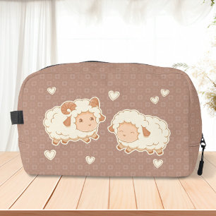 Neceser Dos pequeñas ovejas cortas ram Ewe on Brown