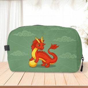Neceser Dragón Chino Rojo sobre Verde