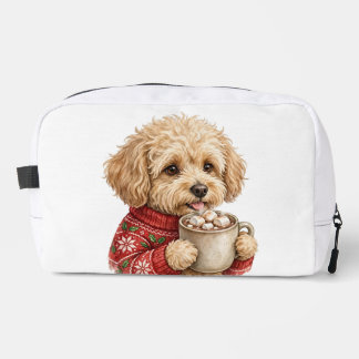 Neceser Dulce Goldendoodle Bebiendo Cacao Caliente Navidad