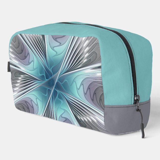 Neceser Elegancia Flor de Arte Fractal Blanco Gris Azul (Esquina derecha)