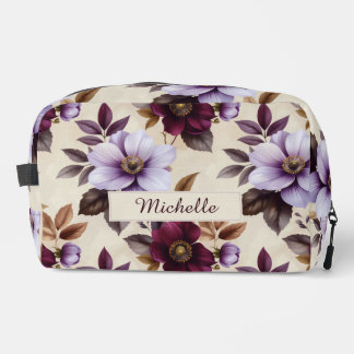 Neceser Elegant Vintage Floral Pattern in Purple Burgundy