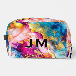 Neceser Elegante accesorio de arte de mármol turquesa y ro