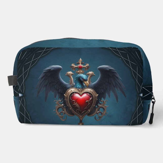 Neceser Elegante corazón gótico con pájaro de fantasía. (Anverso)