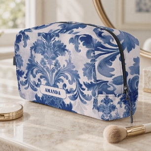 Neceser Elegante damasco Azul toile de jouy monograma