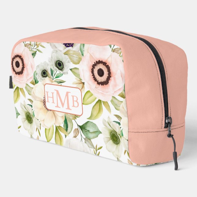 Neceser Elegante Floral Personalizada Monograma Viaje Rosa (Esquina derecha)