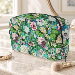 Neceser Elegante floral vintage flores rosas monograma azu