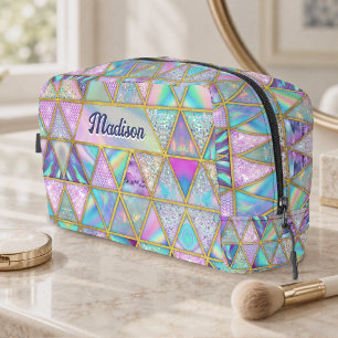 Neceser Elegante holográfico trendy falso oro geométrico 