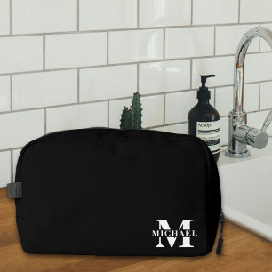 Neceser Elegante Minimalista Monogramado Groomsmen Negro