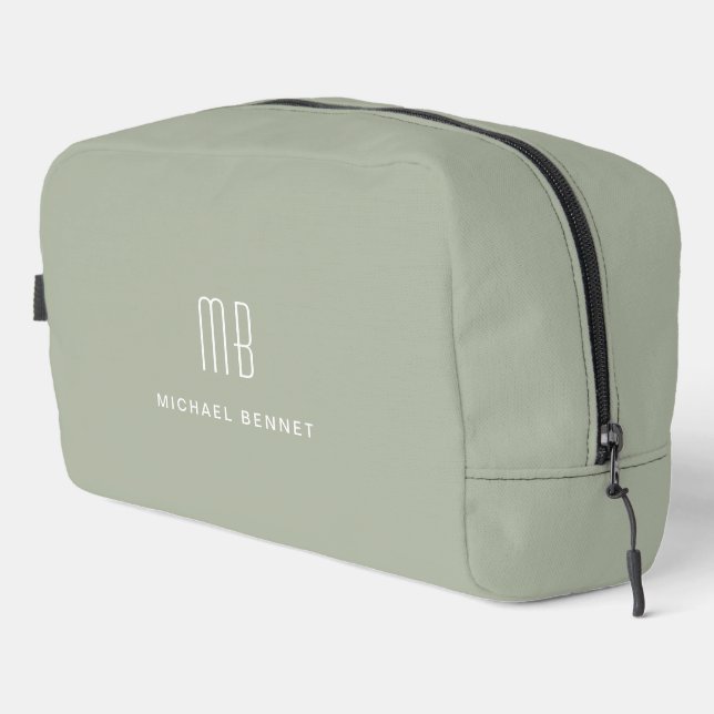 Neceser Elegante Monogramed Sage Green (Esquina derecha)