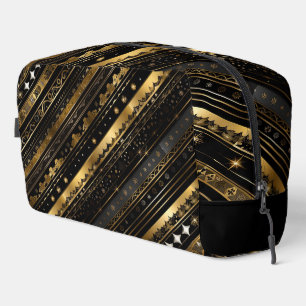 Neceser Elegante Negro Y Oro Horizontal Striping