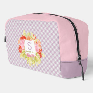 Neceser Elegante Patrón de Cuadros Gingham Rosa Violeta Pa