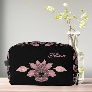Neceser Elegante rosa sobre encaje negro en personalizado
