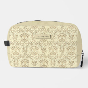 Neceser Elegante Sepia Tan Floral Pattern Toiletry Bag