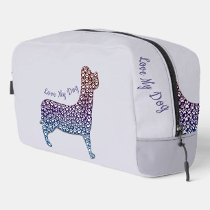 Neceser Embossed Indigo Gradient Paw Print Dog Outline