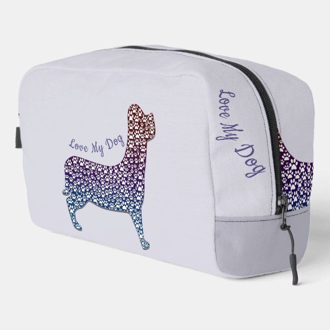 Neceser Embossed Indigo Gradient Paw Print Dog Outline (Esquina derecha)
