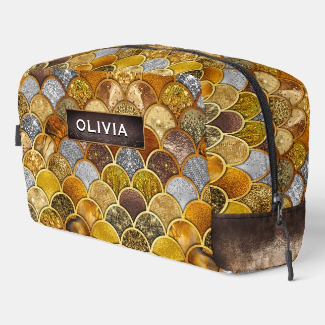 Neceser Escalas de sirena de chicles de oro elegantes (Esquina derecha)