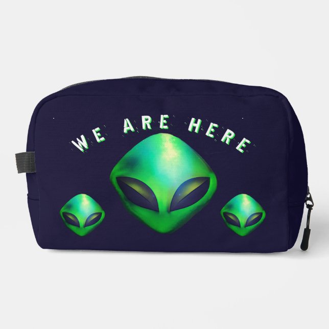 Neceser "Estamos Aquí" cabeza de alienígena verde (Anverso)