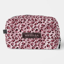 Neceser Estampado Animal Leopardo Rosa Con Hojas De Hoja Y